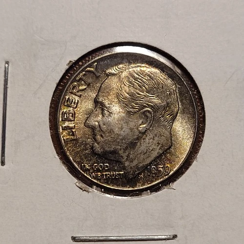 1959 Roosevelt Dime -Uncirculated Choice BU 90% Silver Toned Obverse