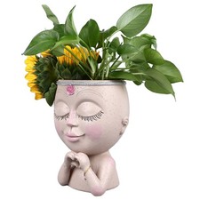 Face Planter Pot Resin Love Style Lady Head Succulent Planter Women Face Flower