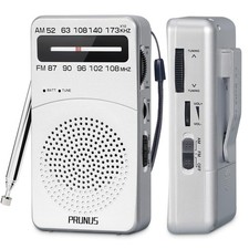 PRUNUS J-166 Portable Radio AM FM, Battery Operated with Tuning Silver