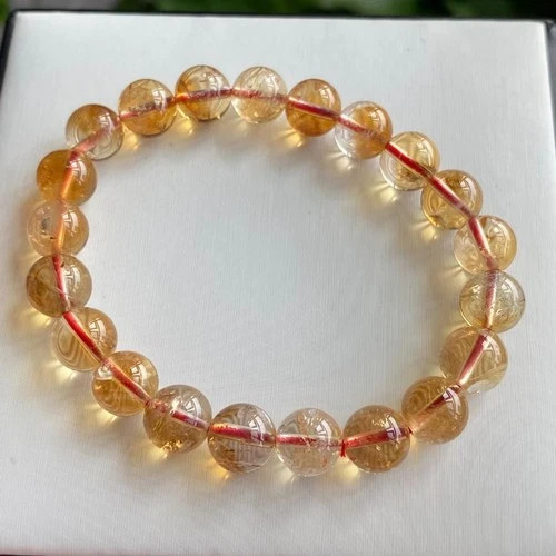 Bracciale perle cristallo quarzo citrino giallo naturale 9 mm 2217 - Foto 1 di 7