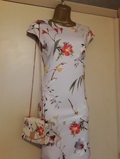 Ted Baker Botanical Bloom Pink Floral Print MIdi Dress Size 2 uk 10 (dress only)