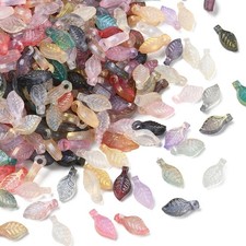 3200pcs Colourful Leaf Bead Charms, Transparent Acrylic Leaves Pendants for DIY