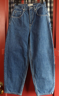 Etica Women's Classic Blue Barrel Relaxed Med Wash High Rise Jeans Size 25 NWOT