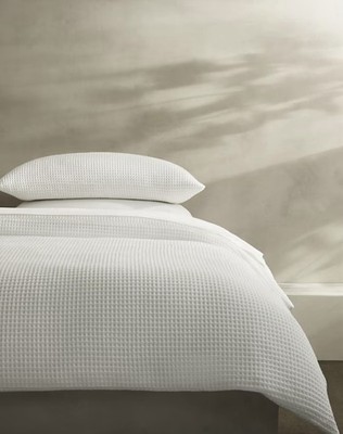 Banana Republic Home Cotton Waffle QUEEN Duvet Cover White New With Tags