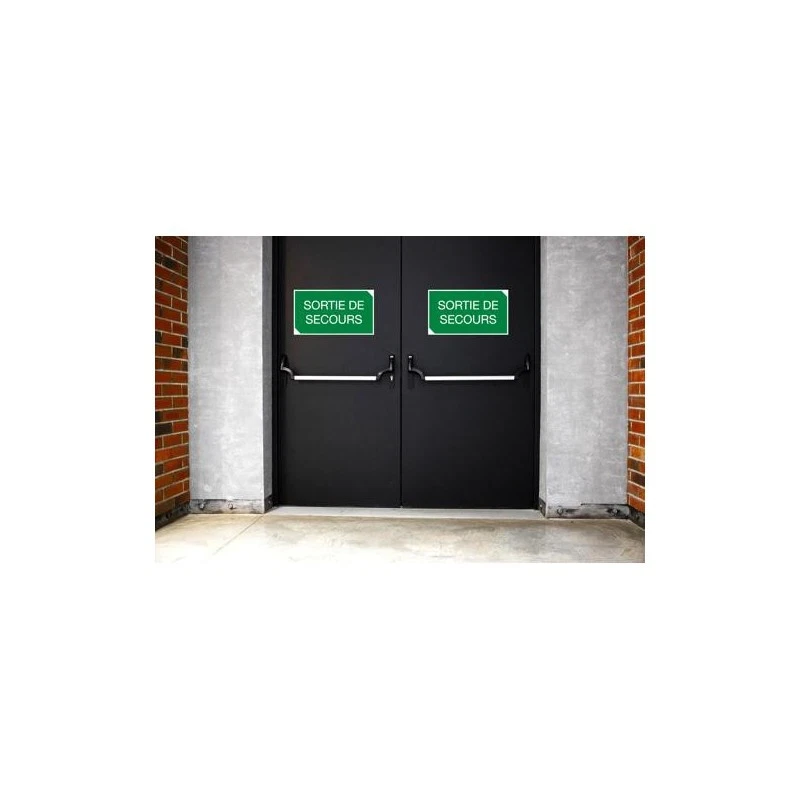 Panneau adhésif - Sortie de secours - 35x20cm - Vert/blanc - PVC - Signalétique - Photo 2/2