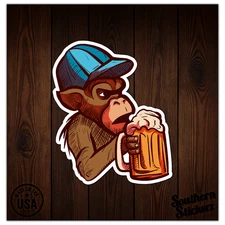 Monkey Chimp Beer - Vinyl Decal Sticker - Car Window Laptop - ebn11998