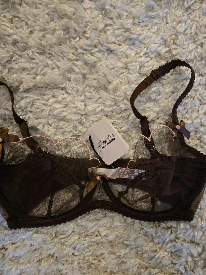 Sujetador Agent Provocateur Lorna marrón castaño/melocotón 34E nuevo con etiquetas Foto 2 de 4