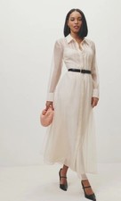 Reformation Andria Shirt Dress Midi Sheer Slip Dress Lining Ivory Size 6 NEW