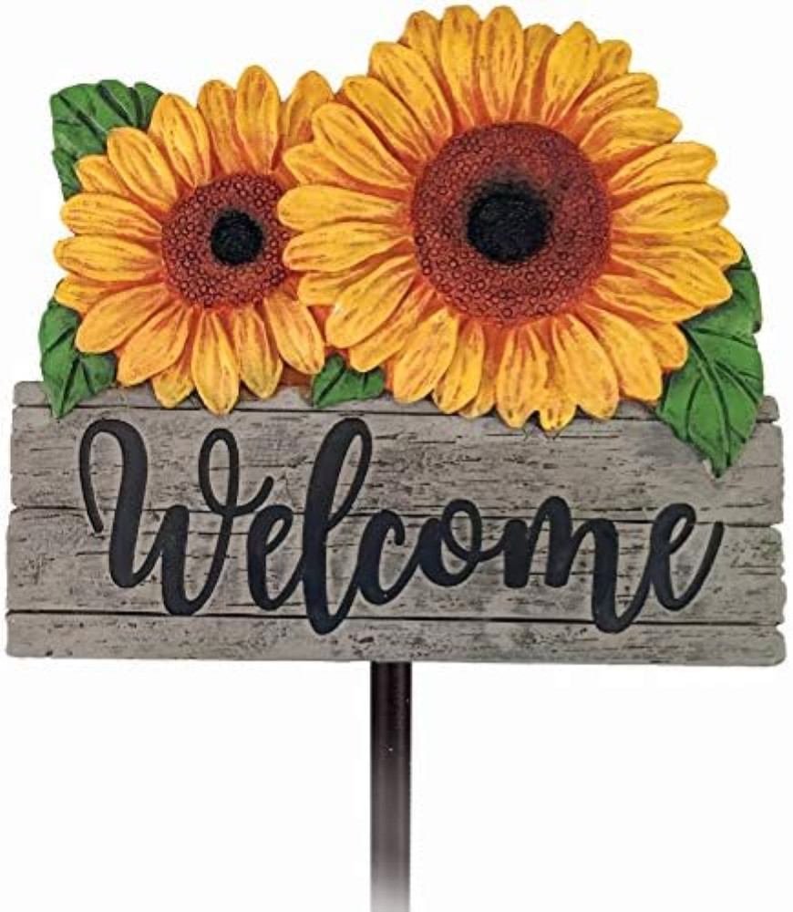 Decorazione Girasole Benvenuto Spoontiques - Paletto Giardino Resina