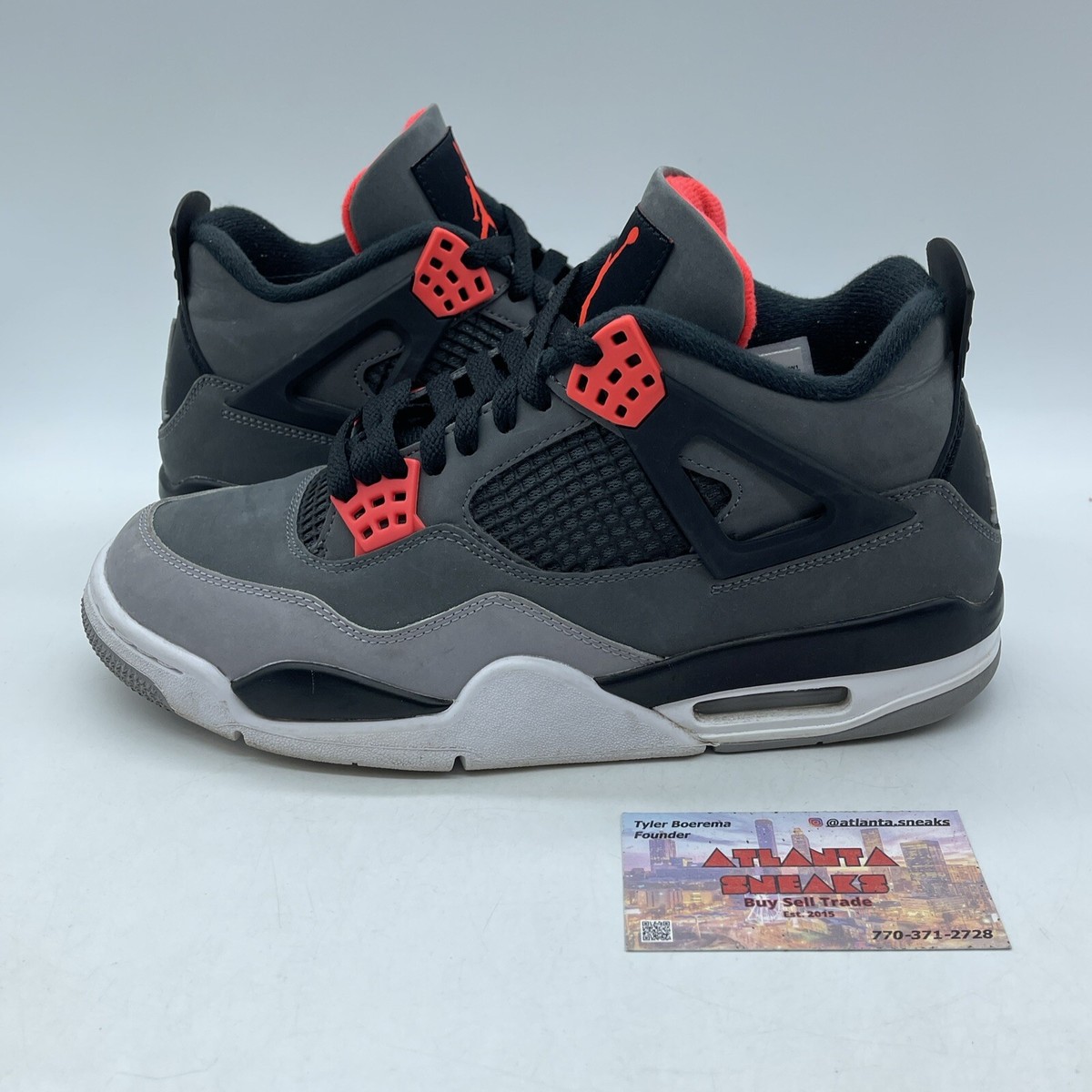 Size 8 - Jordan 4 Retro Mid Infrared Black Pink Grey Leather Size 8 - Jordan 4 Retro Mid Infrared Black Pink Grey Leather