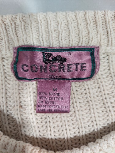 Concrete Mix Cable Sweater Beige Fisherman Heavy Knit Vintage 1990s Men's Size M - Picture 2 of 3