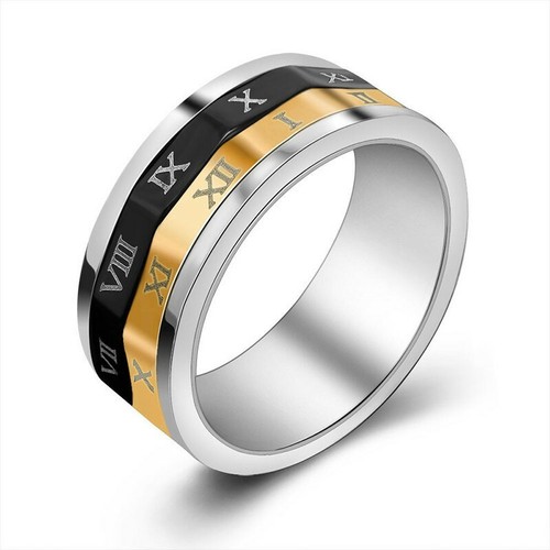 Anello Punk Uomo Acciaio Inox 316L Acciaio Inox Steschio Cerchio Gotico Uomo Anello - Foto 8 di 39