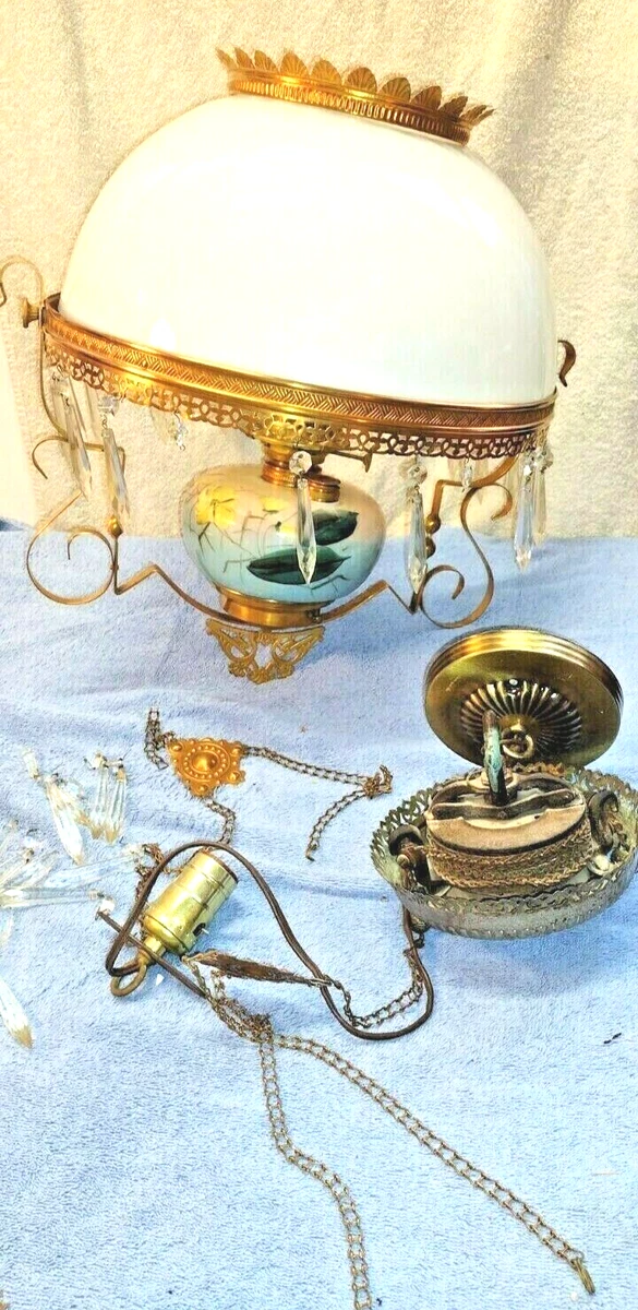 Antique victorian hanging kerosene lamps deals