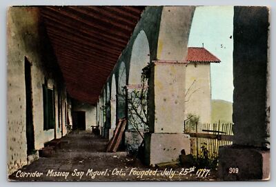 Corridor Mission San Miguel California Postcard UNPOSTED