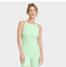 All In Motion Women's Everyday Soft Crop Tank Top Green Small