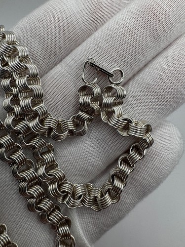 Catena vintage donna grande elegante argento 875 URSS epoca sovietica 36,3 g - 19,7 pollici - Foto 2 di 9