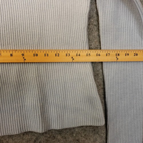 HELMUT LANG Ribbed Cold Shoulder Sweater Womens S Ice Blue Luxury Soft Girl Y2K - Picture 5 of 13