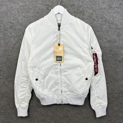Alpha Industries Jacket Womens Medium White MA1 TT Flight Bomber Military BNWT