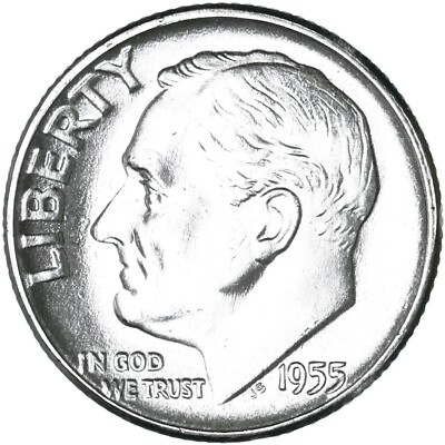1955-P 90% Silver Roosevelt 10c Dime Gem BU UNCIRCULATED from OBW Roll Free SHIP
