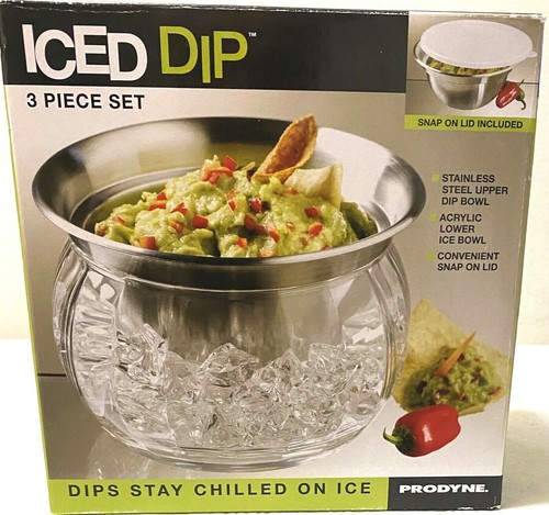 Iced Dip 3-Piece Set Stainless Steel Serving Bowl Guacamole Salsa Prodyne - Picture 3 of 6
