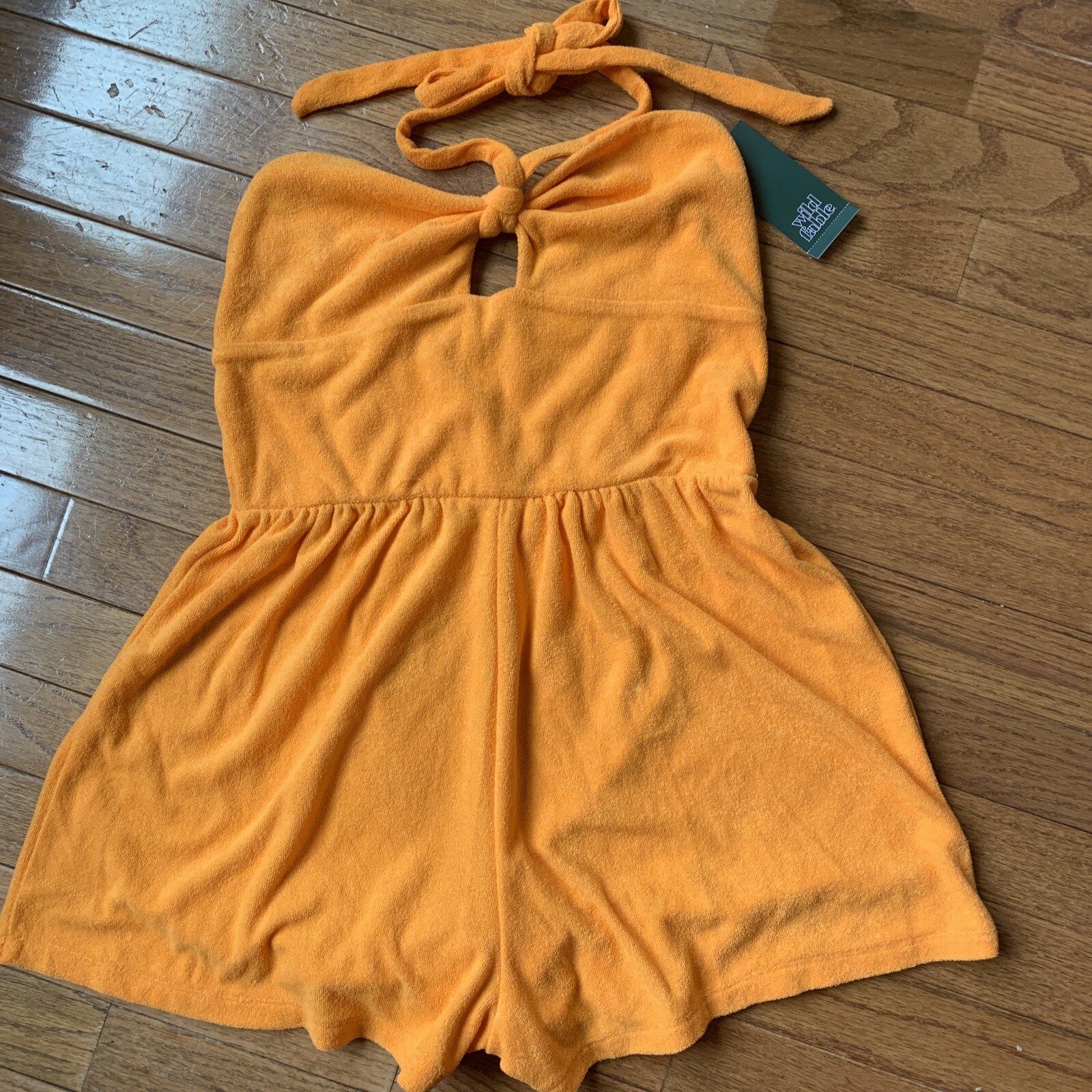 Romper Wild Fable Women's Size Small Orange Sleeveless Halter Terry-image