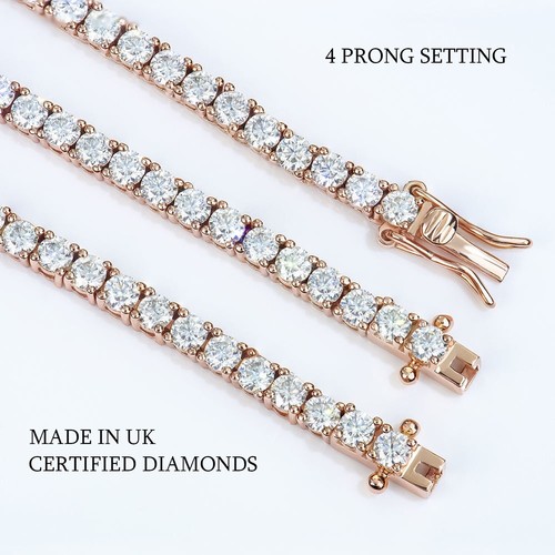 Best Deal! 18k Rose Gold D-E/VVS 5.00Ct Round Lab Grown Diamond Tennis Bracelet - Picture 2 of 9