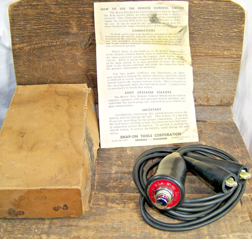 Vintage Snap-on Tools Remote Starter Switch MT302 Push Button USA๐ ๐