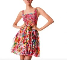 Alice + Olivia New Jocelyn Smocked Ruffle Minidress Size:10 NWT 