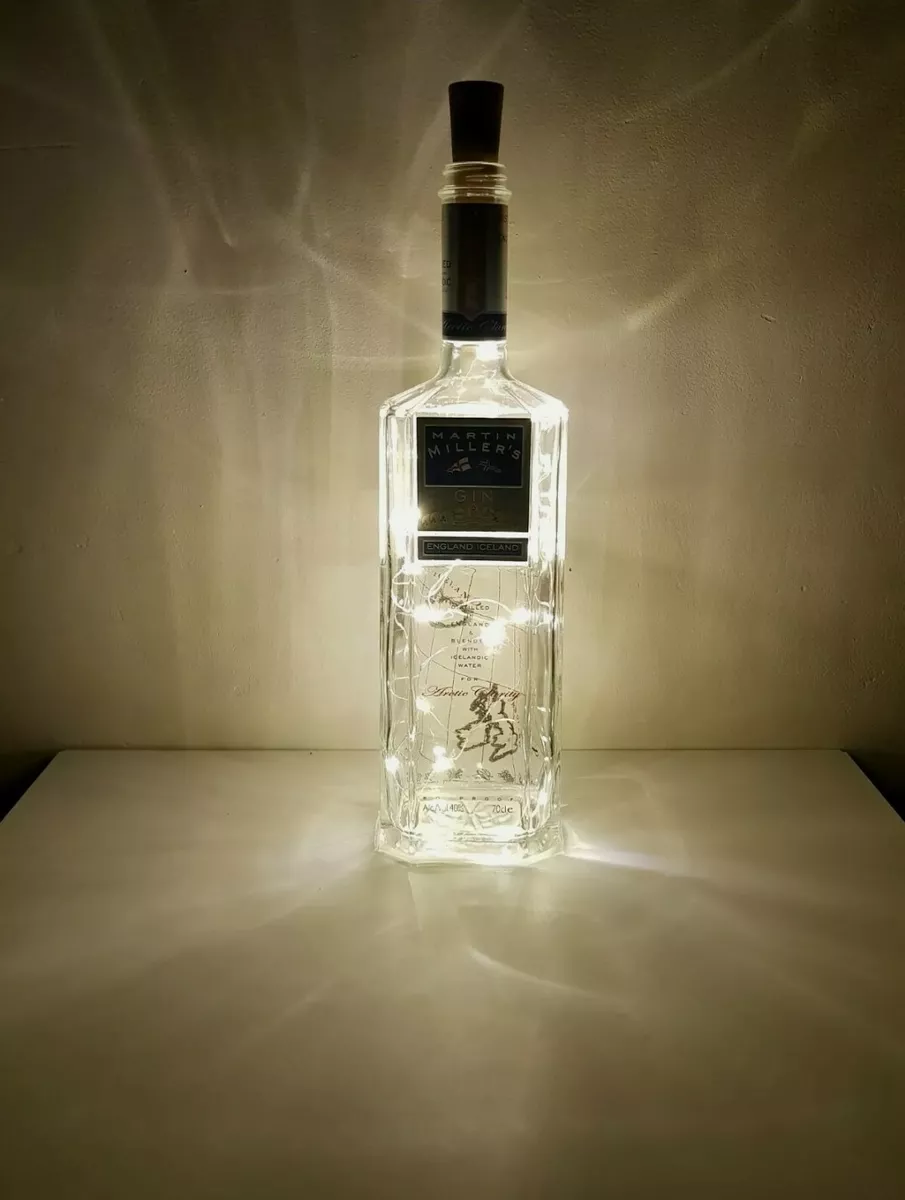 Martin Millers Gin Bottle Lamp With Warm White LED Lights Gift Decoration