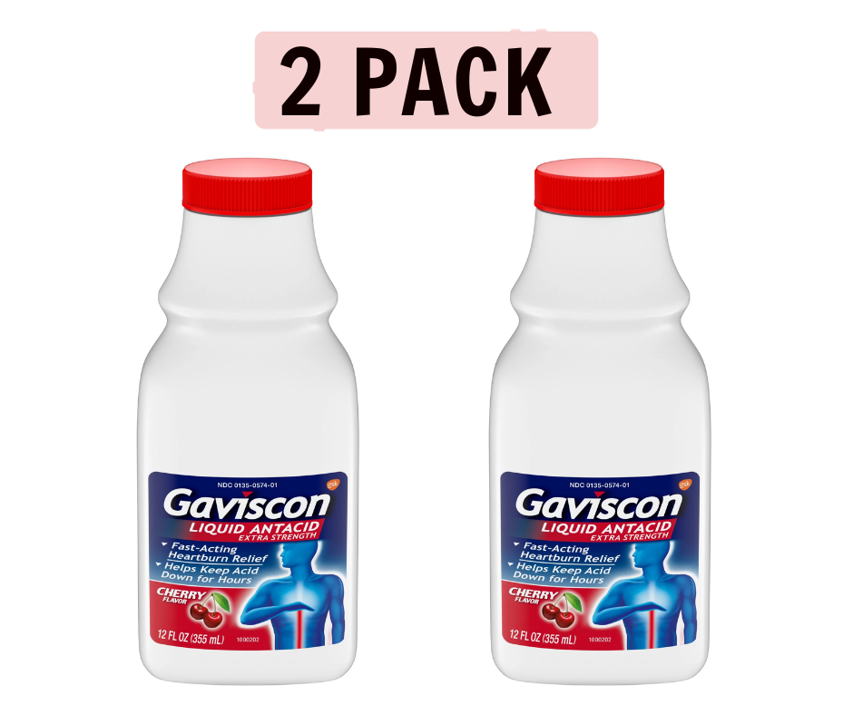 2 PACK Gaviscon Extra Strength Liquid Antacid for Heartburn Relief