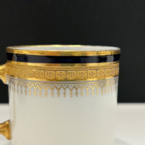 Set(2) Limoges Porcelain Demitasse Cups Saucers Blue Band W/Gold M. Guerin & Co - Picture 7 of 17