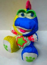 Fisher Price 1991 Puffalump Nylon Dinosaur Rattle Eyes-Teether Adorable 1383