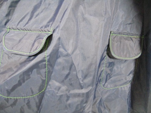Vintage Fabil Reversible Rain Coat Poncho Raincoat Navy Lime Green Hood Pockets - Picture 4 of 7