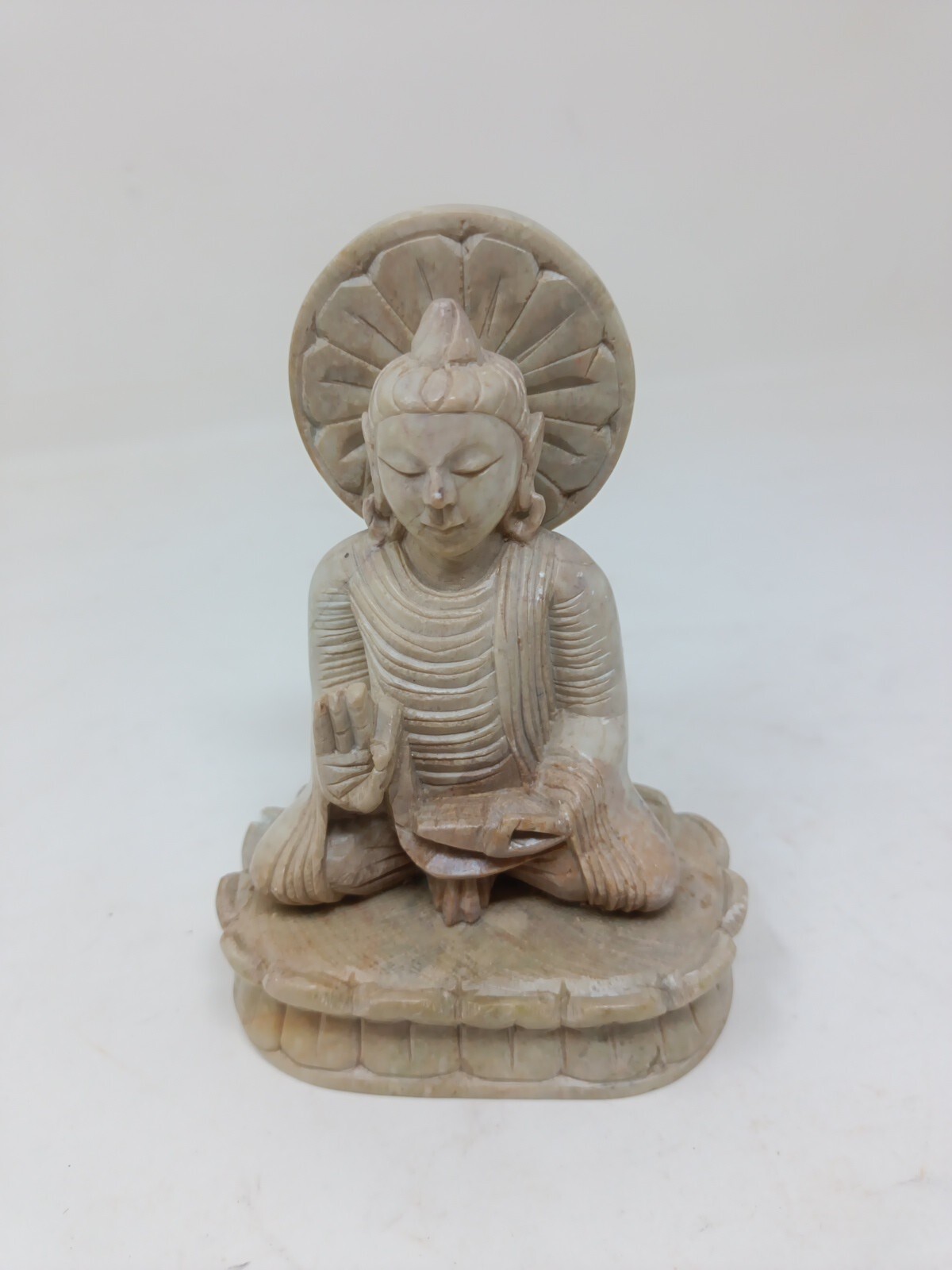 Buddhist Buddha Religious Natural Soapstone Art Sculpture 6” Tall 4” Wide