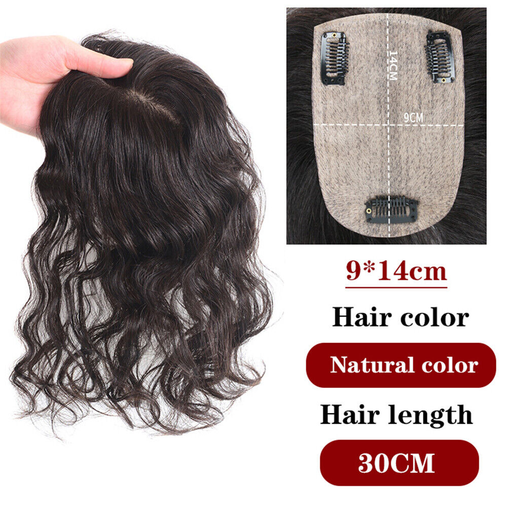 Image 101 - Natural Curly Wavy 100% Real Human Hair Topper Toupee Top Piece For Loss Hair