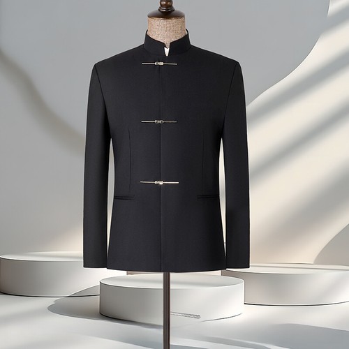Men Chinese Style Stand Collar Suit Host Performance Costume Blazer Suit Jacket - Picture 10 of 19