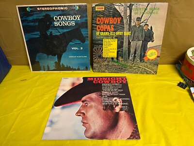 Vintage Cowboy albums (3)  - Opry Fame, Midnight Cowboy & Cowboy Songs