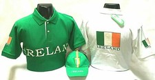 Polo de football homme Irlande manches courtes vert blanc casquette coton 
