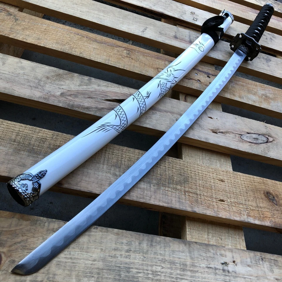 Espada Samurai Japonesa KATANA Acero Alto Carbono Hoja Ninja Dragón Tang Machete Foto 3 de 4