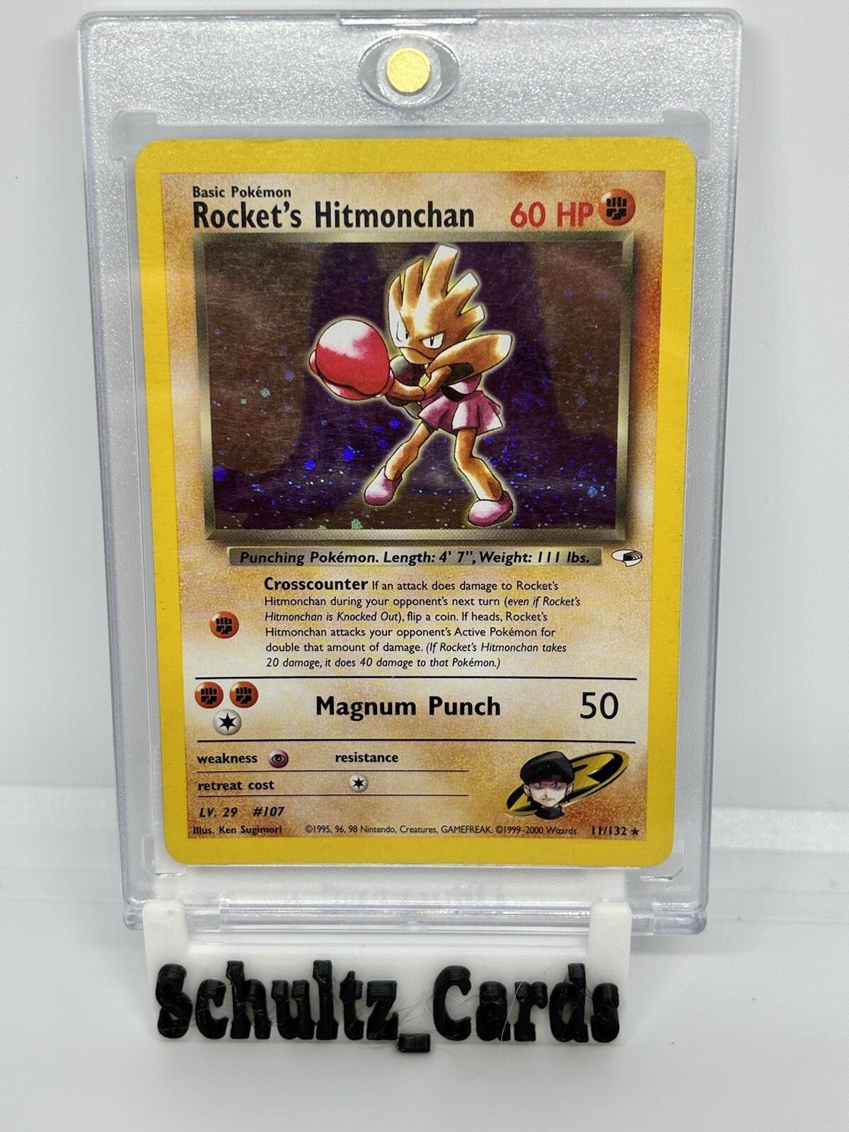 Rocket's Hitmonchan 11/132 Holo Gym Heroes Pokemon Card WOTC LP/Played 