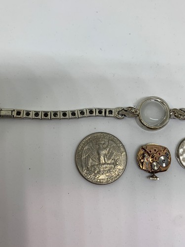 Lunetta Diamante Vintage Omega 14k Oro Bianco Meccanica Con Bracciale Speidel 10k GF - Foto 11 di 12