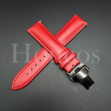 16 18 20 22 MM Red Leather Watch Strap Band Quick Release Clasp Fits Longines US