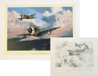 The Wolfpack by Robert Taylor aviation art signed by Nine of Zemke's Wolf Pack - Image 1 of 4
