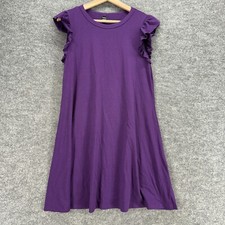 SheIn Dress Women M Medium Purple Shift Midi Crew Neck Short Sleeve Cotton