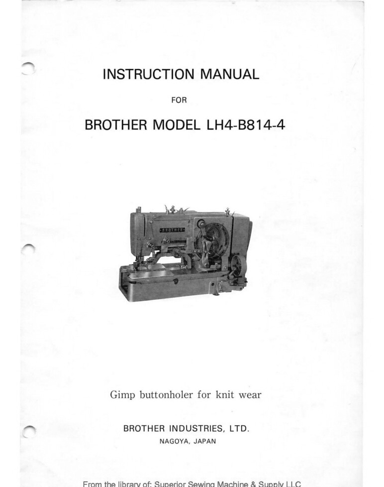 Brother LH4-B814-4 Sewing Machine Owners Instruction Manual.