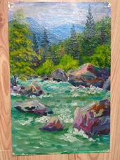 RARE Vintage Oil Painting Soviet USSR Socialist realism impressionism Landscape 