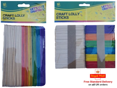 Mini bastoncini in legno 8 cm e Jumbo 15 cm - confezioni miste naturali e arcobaleno