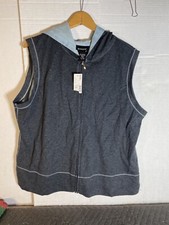 Avenue Gray Grey Blue Vest Hooded Pockets Zip Front With Tags Size 18/20