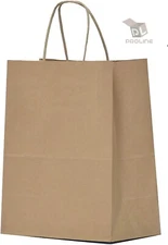 50 Paper Shopping Bags Natural Kraft 10" x 5 x 13" Retail Merchandise Handles