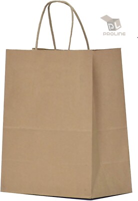 500 Paper Shopping Bags Natural Kraft 10'' x 5 x 13'' Retail Merchandise Handles